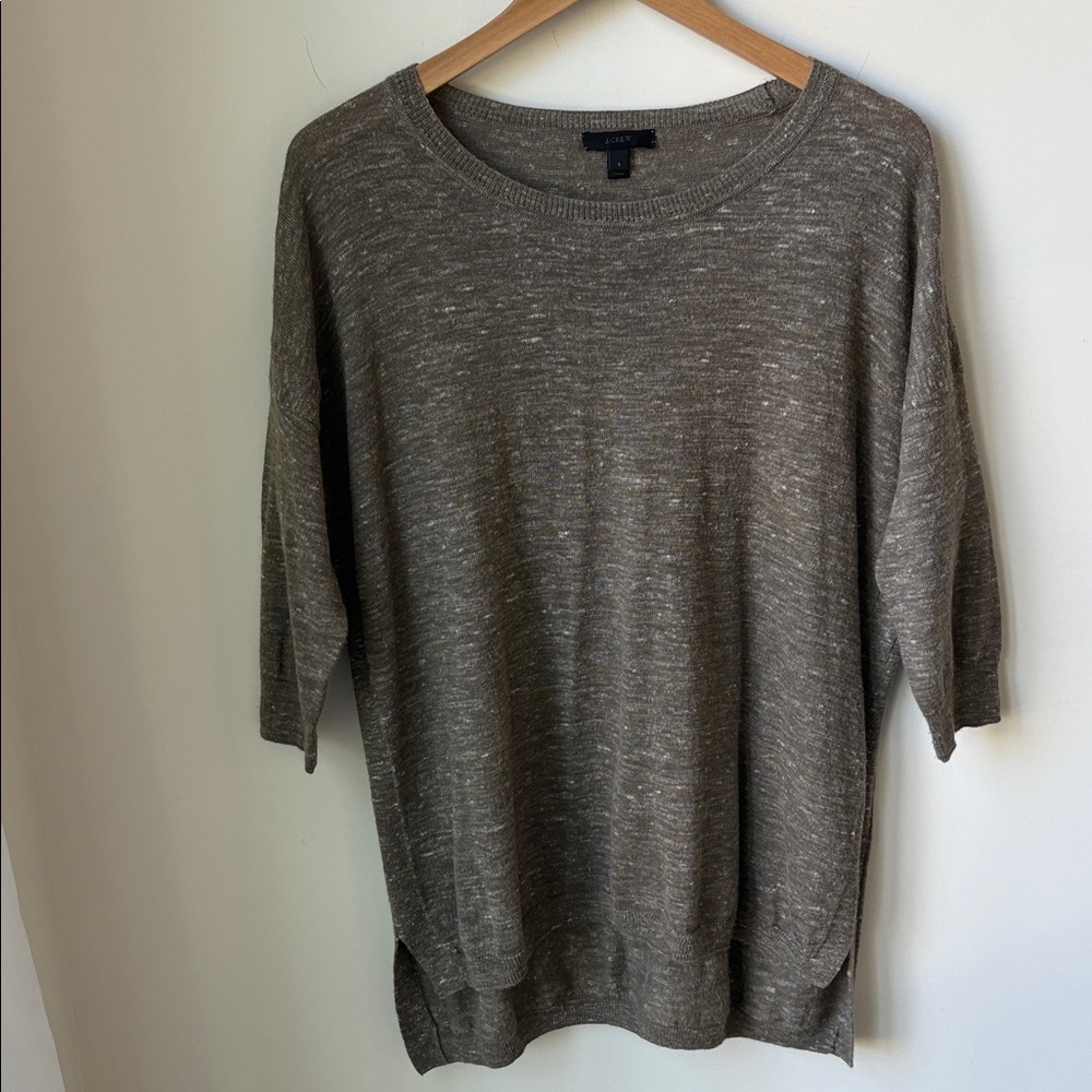 J. Crew Alpaca Wool Linen Blend Tunic Sweater Heathered Tan Lightweight Size S